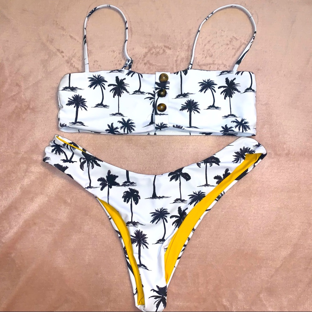 Palm tree high waisted bikini